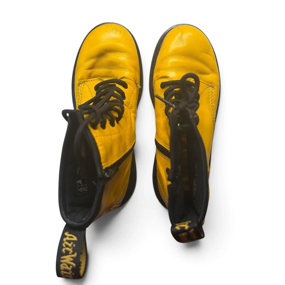Dr. Martens 1460 J Youth Yellow Leather Side Zip Combat Boots Size 3 US